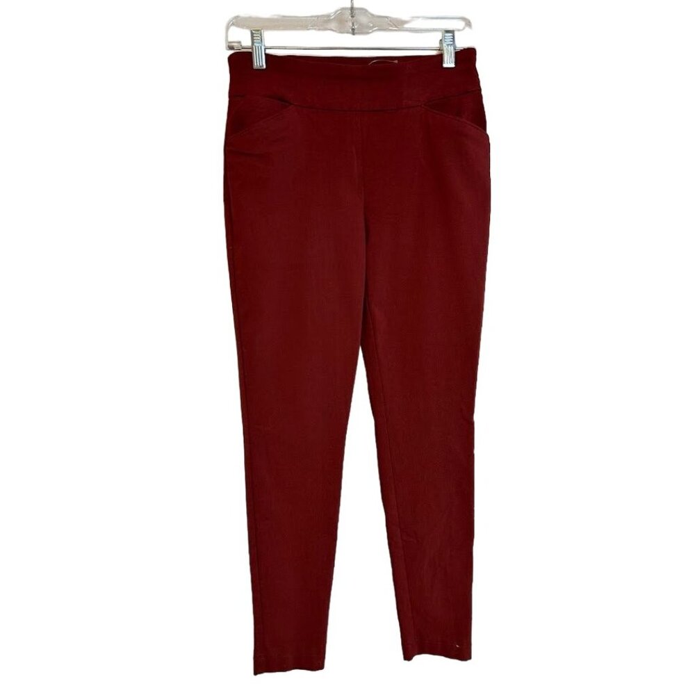 Versona Women's Burgundy Stretchy‎ Trousers Size M Rayon/Nylon/Spandex
